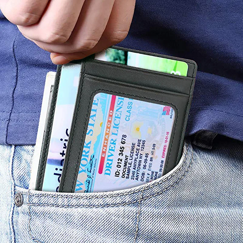 Кошелек мужской из углеродного волокна с Rfid защитой тонкий черный|Кошельки| |