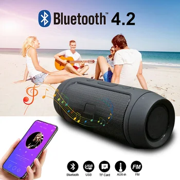 

Portable Bluetooth Speaker Wireless Outdoor Waterproof Stereo Bass Loudspeaker USB TF FM Radio Music Subwoofer Column Speakers