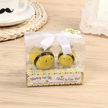 

(5sets/Lot)FREE SHIPPING+Mommy and Me...Sweet as Can Bee Ceramic Honeybee Salt & Pepper Shakers Wedding Baby Shower