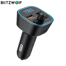 

New Blitzwolf BW-BC1 Car Wireless FM Transmitter 18W QC 3.0 USB Car Charger RGB Digital Display bluetooth Audio Adapter Music