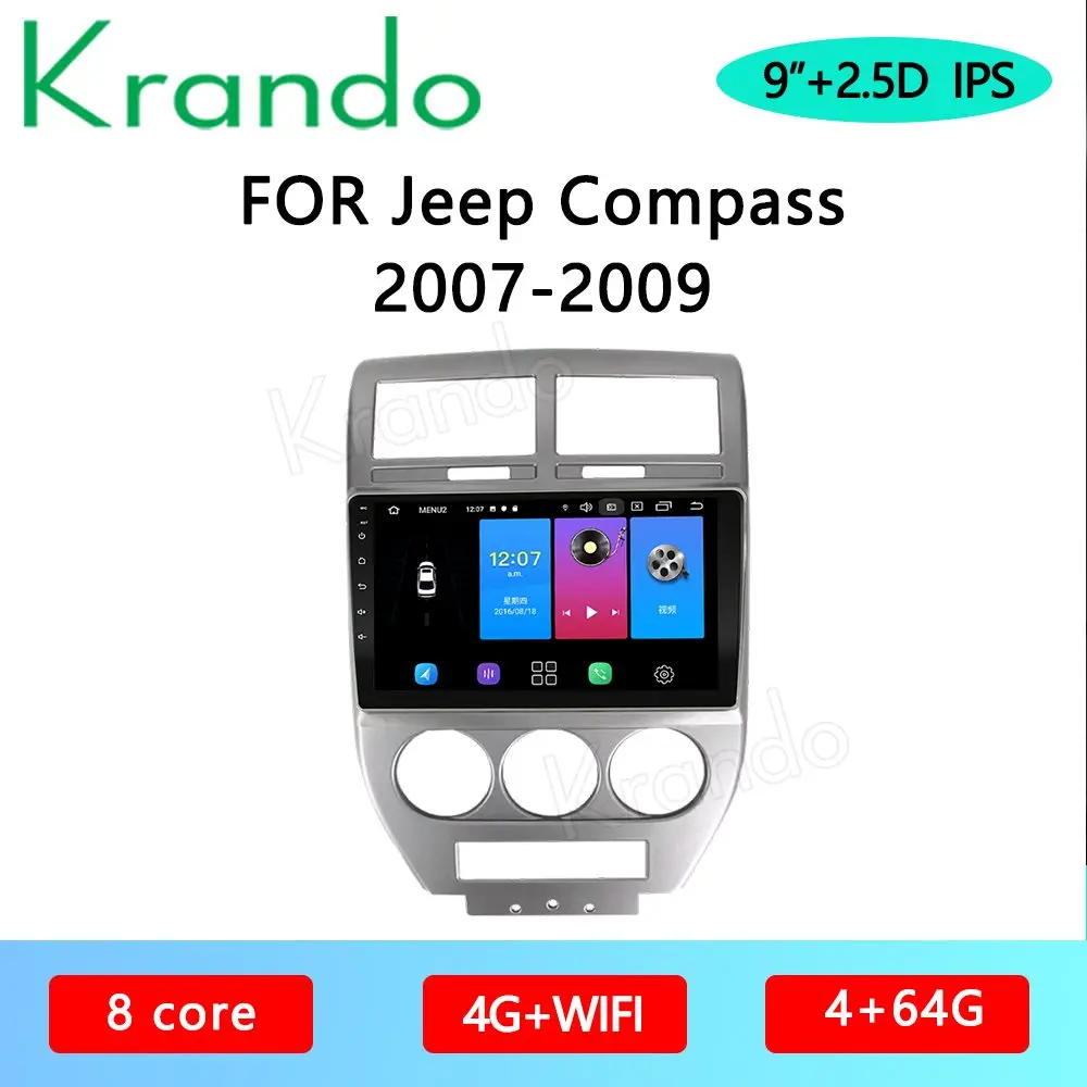 Krando Android 10 0 9 &quotIPS Full Touch автомобильное мультимедийное радио для Jeep Compass 2007-2009 аудио