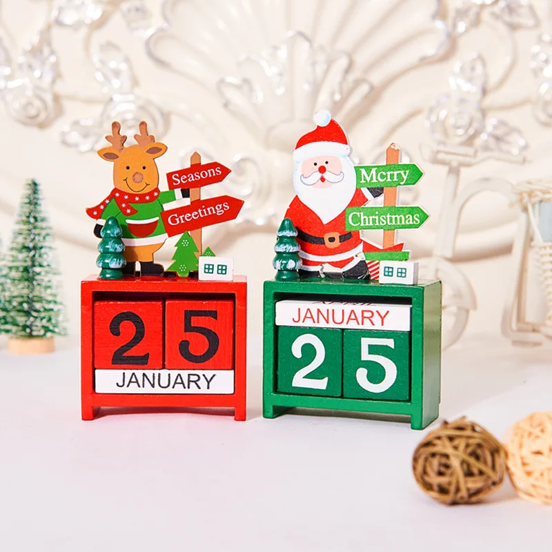 

Wooden Christmas Calendar Box Santa Claus Elk Office Countdown Decoration Ornaments Supplies New Year 2020 Children Gifts