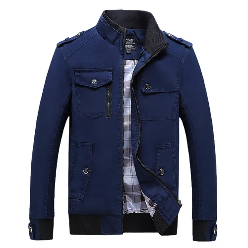 Dark Blue Новинка, мужская куртка-бомбер, дизайнерская, модная, чистый хлопок, однотонный цвет, стоячий воротник, мужская, на молнии, повседневная верхняя одежда, мужская куртка, одежда - Цвет: Dark Blue