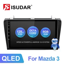 ISUDAR-Radio Multimedia V72 QLED con GPS para coche, Radio con Android 10, 8 núcleos de RAM, 6G, DVR, 4G, no 2din, para MAZDA 3, 2004, 2005, 2007-2012