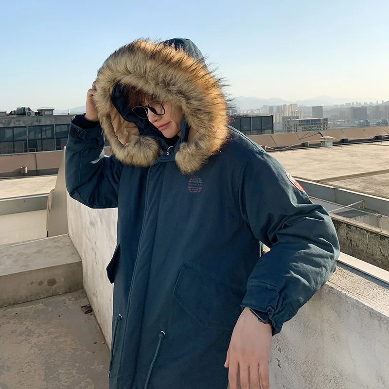 Yayu Mens Thicken Warm Hooded Down Coat Jacket Long Parka Outwear