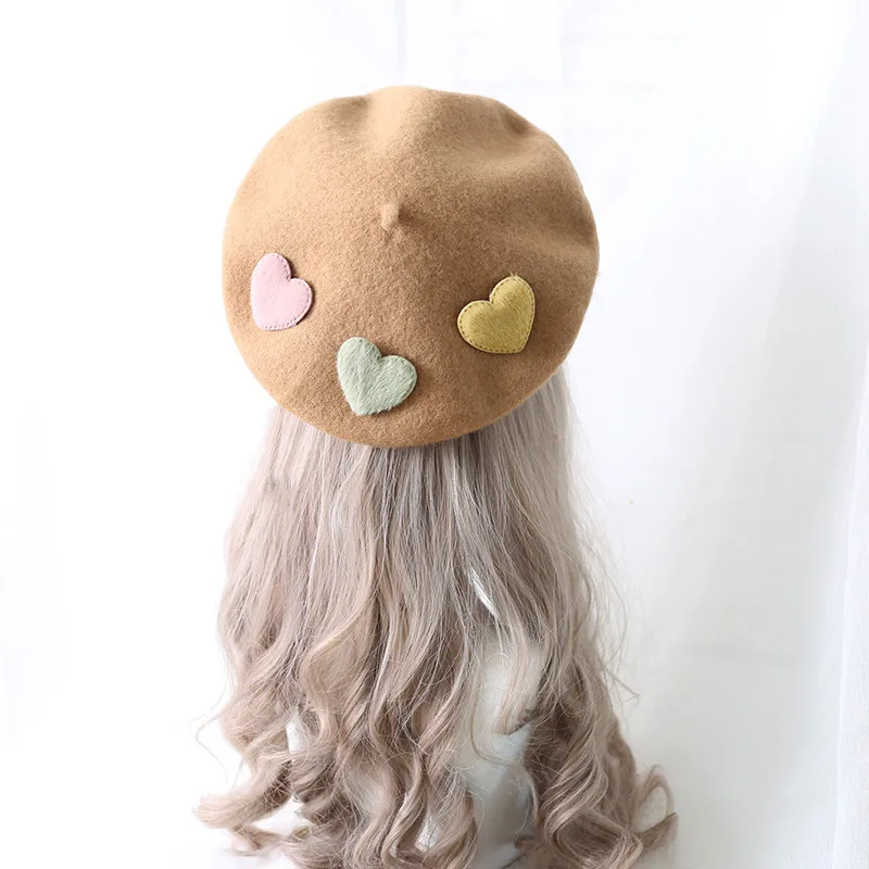 Girls Kawaii Beret Women Wool Felt Hat cowboy hats cowgirl hats cotton flat cap