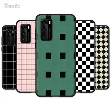 Étui pour Huawei d'échiquier noir et blanc P30 P40 Lite E P20 Pro P10 P Smart Z Plus 2019 Silicone noir Coque souple housse de téléphone(China)