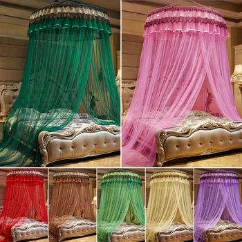 

European Style Round Lace Curtain Dome Princess Queen Bed Canopy Netting Mosquito Nets Home Decal Princess Bed Nets