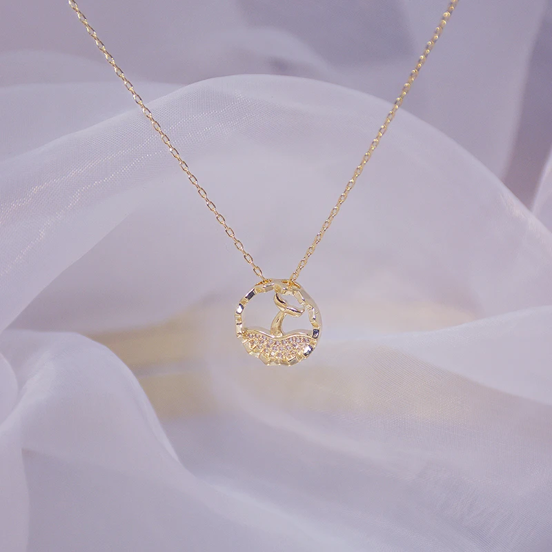 Exquisite Temperament Inlaid Zircon Fish tail Necklace for Women High Quality 14K Real Gold Zirconia Necklace Koyle Jewelry - Image 4