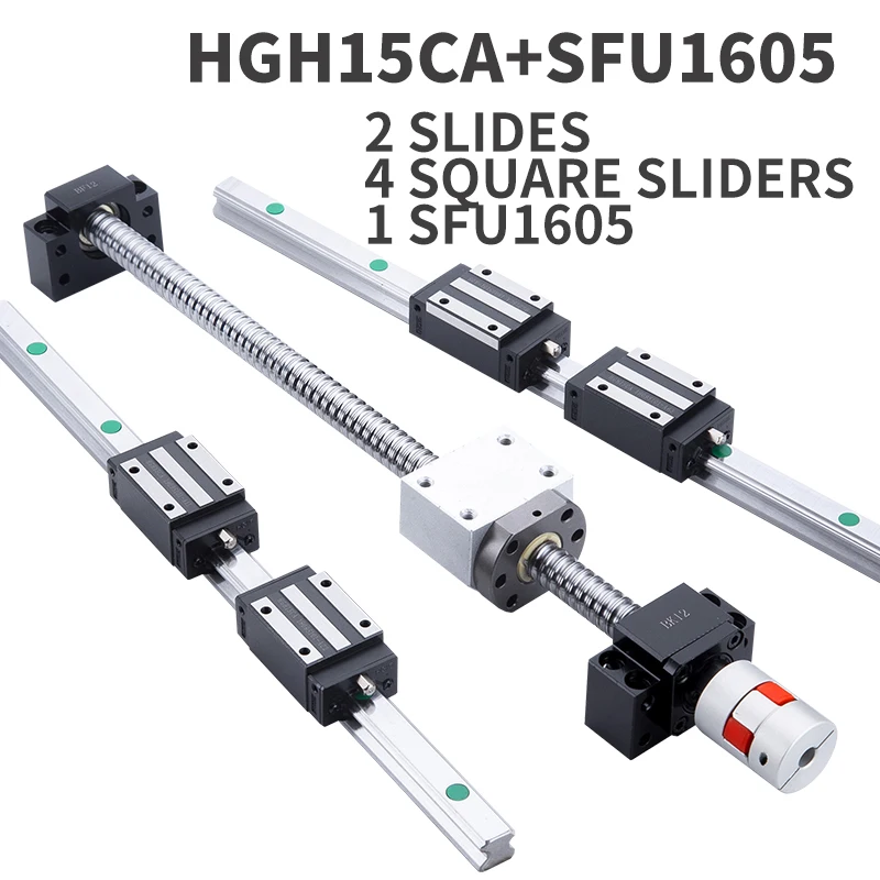 

Module 2 HGH15 arbitrary length + 4 HGH15CA + 1 set of SFU1605 linear guide high assembly square ball screw linear motion