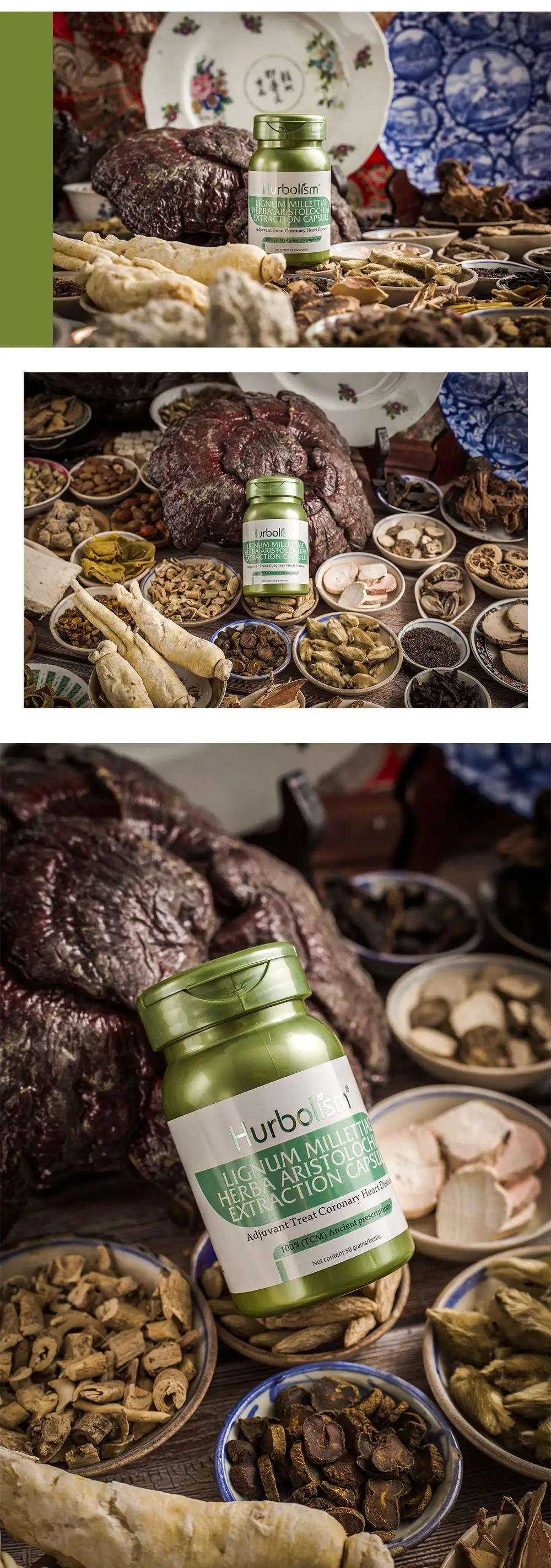 Капсула для экстракции Hurbolism Lignum Millettiae Herba Aristolochiae, адъювант для лечения ишемической болезни сердца, экстракт растений, 50 шт