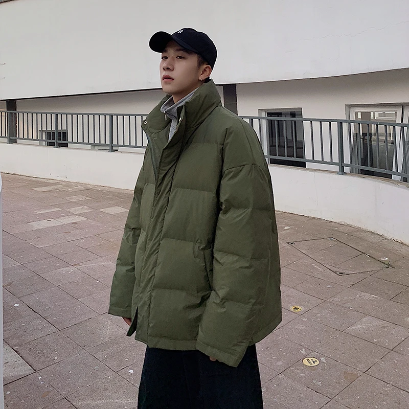 LAPPSTER, мужское красочное пальто, Harajuku,, зимняя куртка, Мужская, черная, Jpanese, одноцветная, модная, дутая куртка, парка, пальто для пар - Цвет: Green