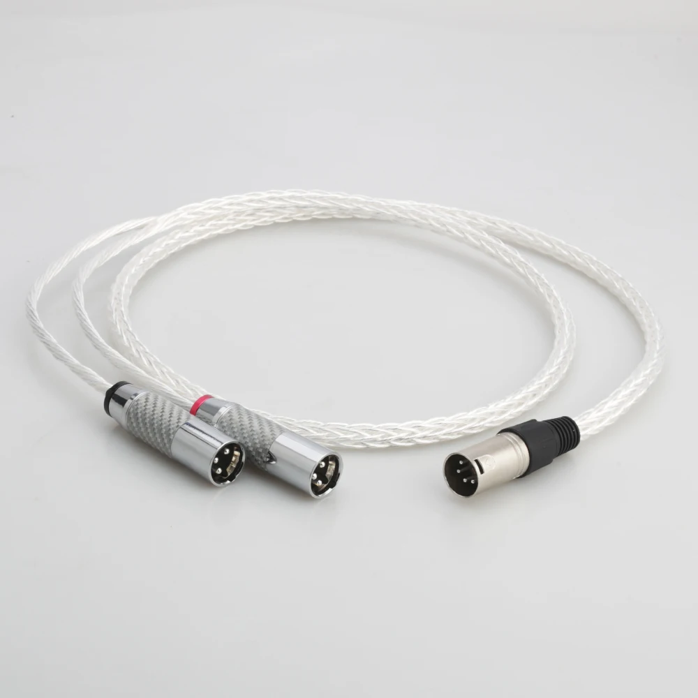 Audiocrast 8ag silver plated 4 pin XLR Male to 2x 3 pin XLR Male Balanced cable Headphone Audio Adapter