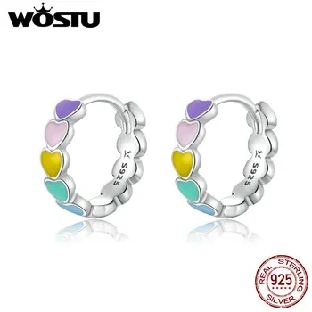

WOSTU 2020 Style Minimalist Circle Rainbow Earrings 925 Sterling Silver Colorful Stud Earrings For Women Fashion Jewelry FIE909