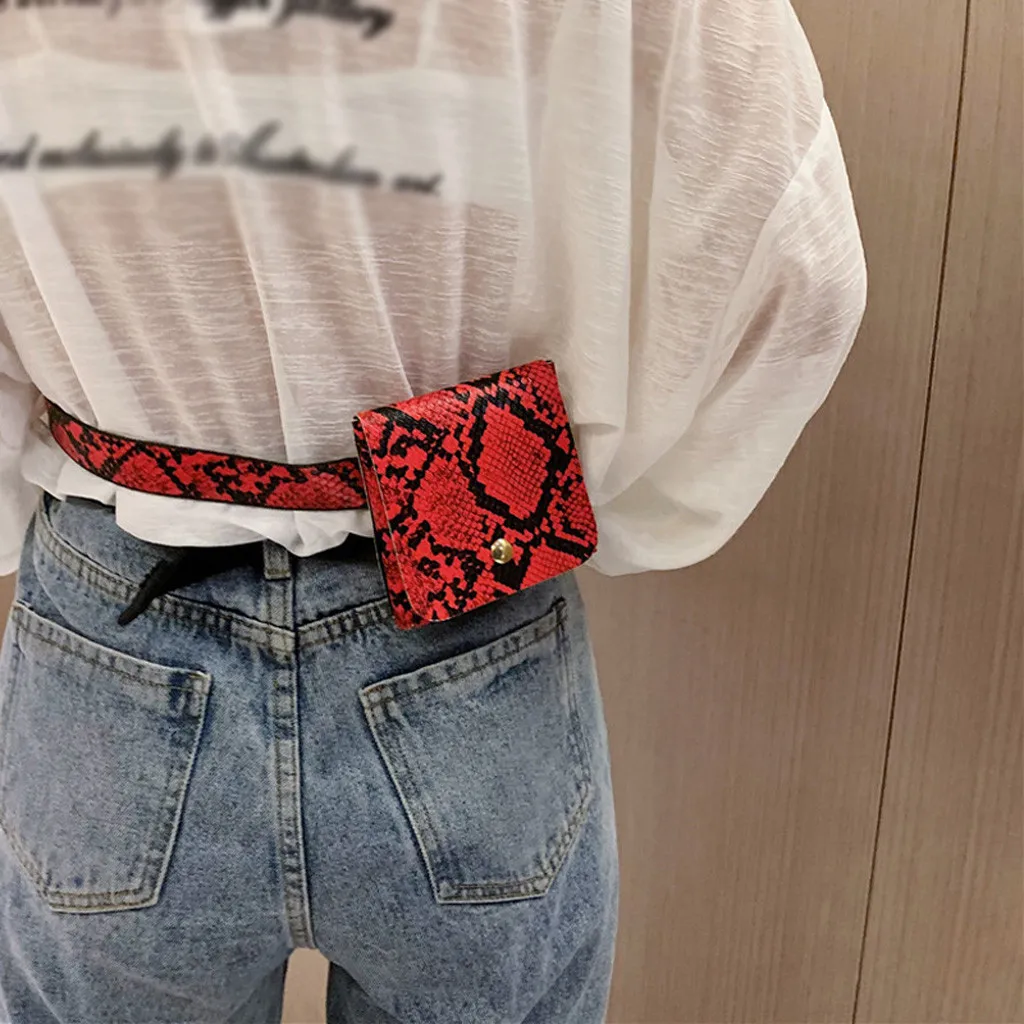 Women Waist Bag Fanny Pack snake Printed Outdoor Sports Belt bag mini coin Purse Pouch Hasp Messenger Bag Chest Bags heuptas new