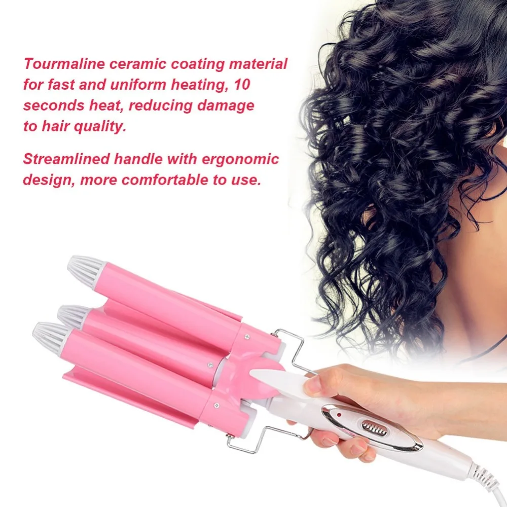 25mm Professional Three Tubes Hair Curler Ceramic Curling Iron Salon Household Hairstyle Tool