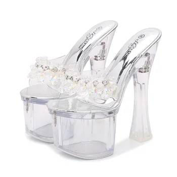 

High Heels Sandals Women Thin-heeled 14 17 20cm Sexy Sandalia Feminina High Platform 8.5cm Slippers Summer Zapatos de mujer