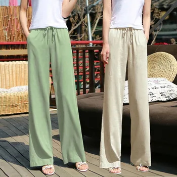 

2020 New Wide Leg Pant Summer Loose High Waisted Trousers Black Pink Thin Section Plus Size Casual Pants Women's