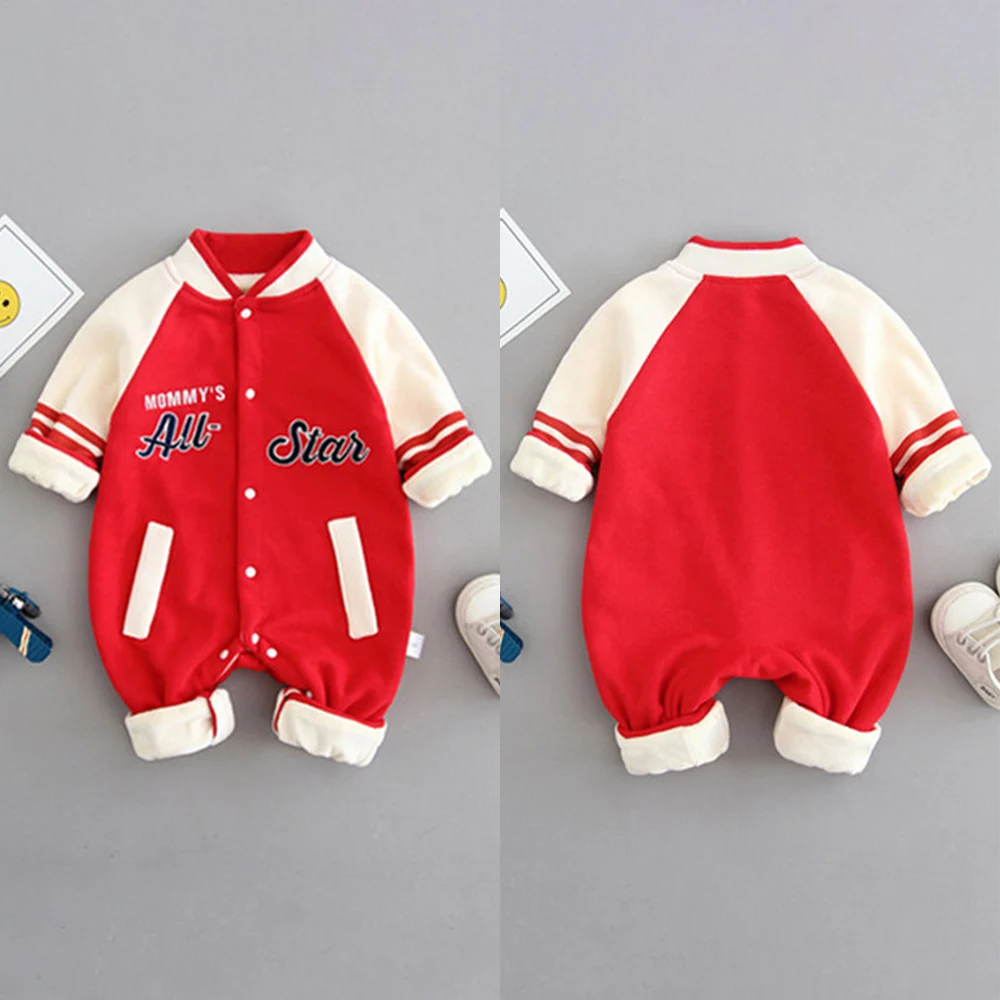 Patchwork Baby Boy Clothes Baby Baseball Uniform Letter jumpsuit For Kind Newborn Overalls Infant Baby Romper Spring& Autumn