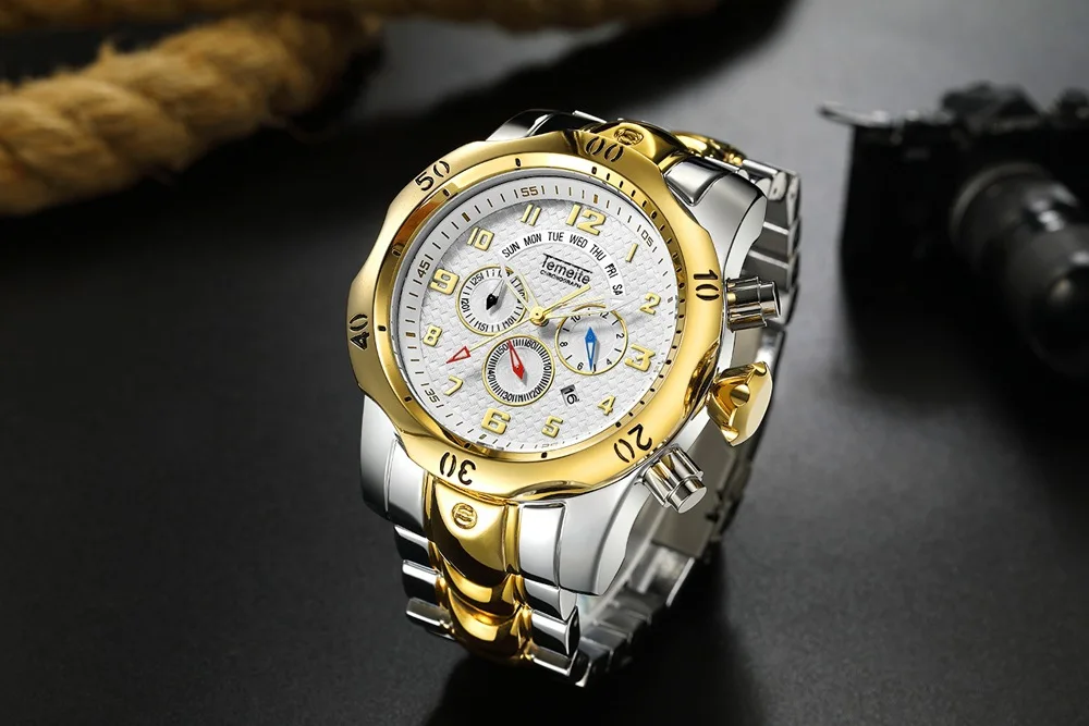 TEMEITE Relogio мужские спортивные часы мужские модные золотые мужские s часы лучший бренд класса люкс водонепроницаемые спортив