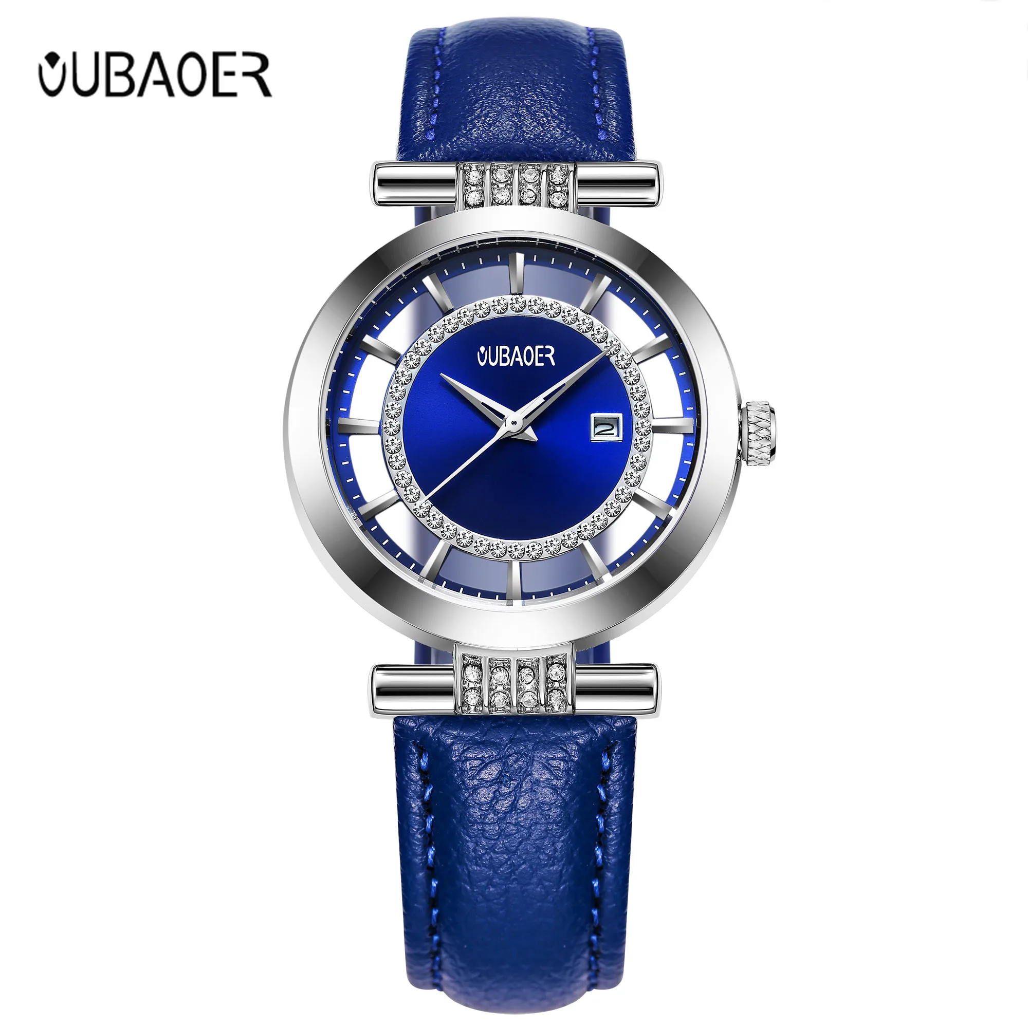 Blue OUBAOER женские водонепроницаемые наручные кварцевые часы для ремешок для женщин женские часы Роскошные повседневные женские Relogio Feminino - Цвет: Blue