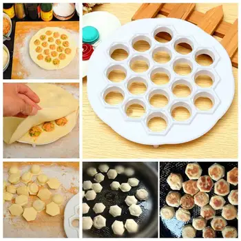 

Hot Kitchen Pastry Tools DIY 19 Holes White Plastic Dumpling Mold Maker Dough Press Dumpling Dumplings Machine Maker Mold Tools