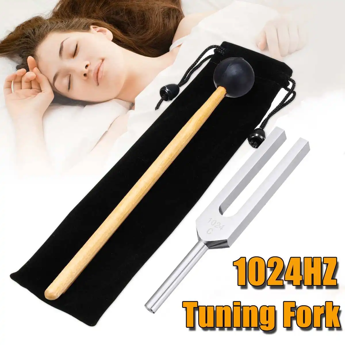

1024HZ Aluminum Medical Tuning Fork+Mallet Chakra Hammer Ball Diagnostic for Healing Sound Vibration Therapy Medical Tools w/Bag