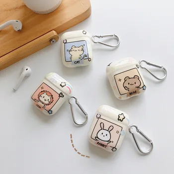 

Cute Cartoon Dinosaur Cat Lion Rabbit PVC Case Box for Airpods 1 2 Protective Bluetooth Wireless Earphone Cover