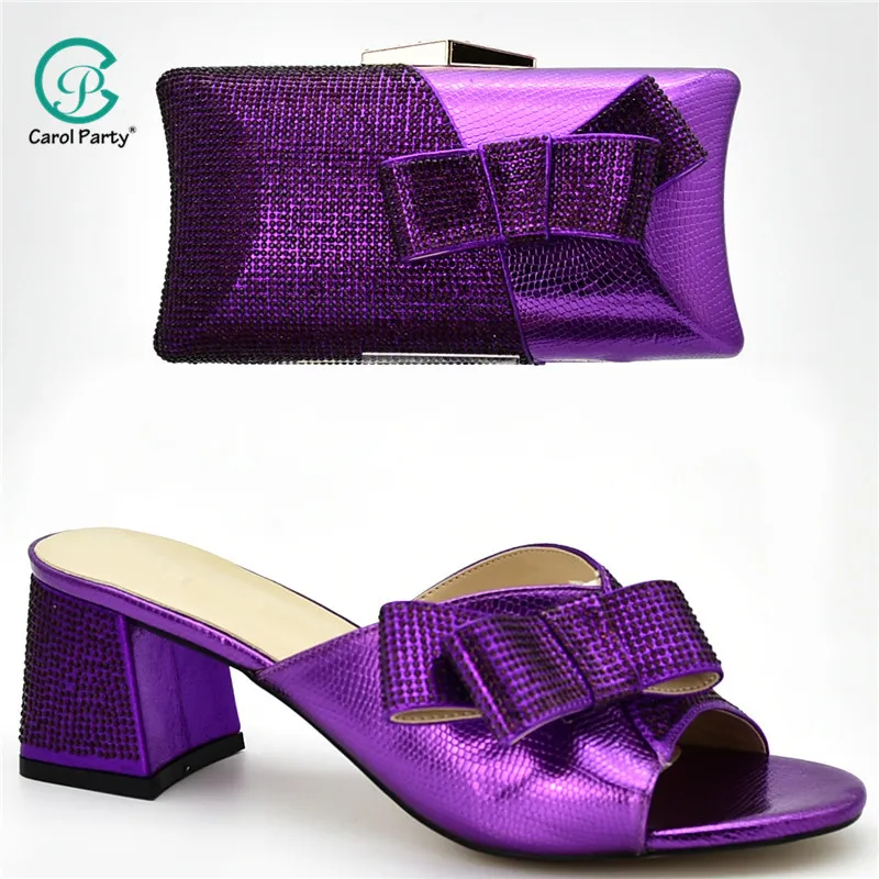 

New Coming Purple Color Italian design Shoes and Bags To Match Shoes with Bag Set Matching African Shoe and Bag Set