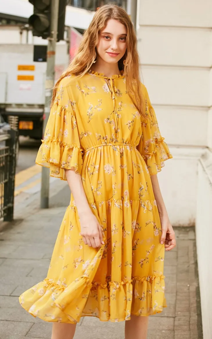 Vero Moda Новое Стильное женское длинное платье с 3/4 рукавами с принтом | 31917C550