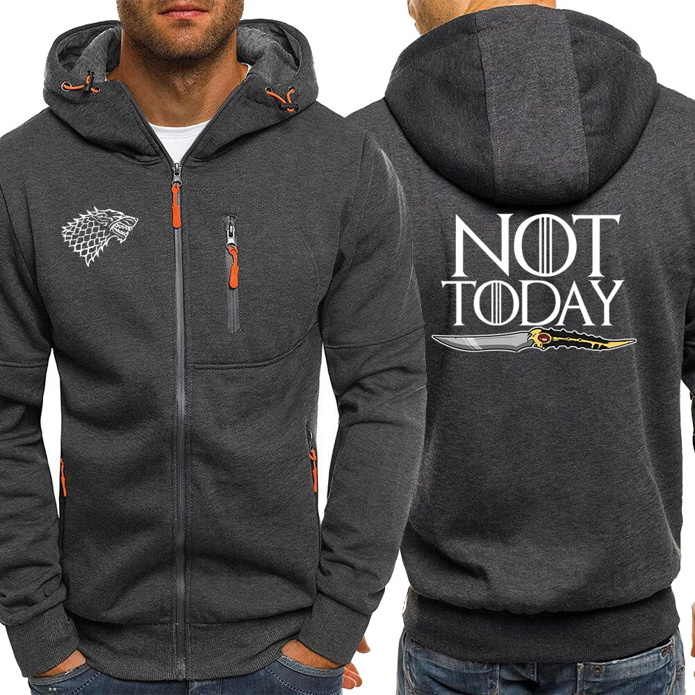 

Not Today Game Of Thrones Hoodies Winter Autumn Men Hoodie Sweatshirt Casual Zipper Jacket Mens Coat High Quality Male Tracksuit