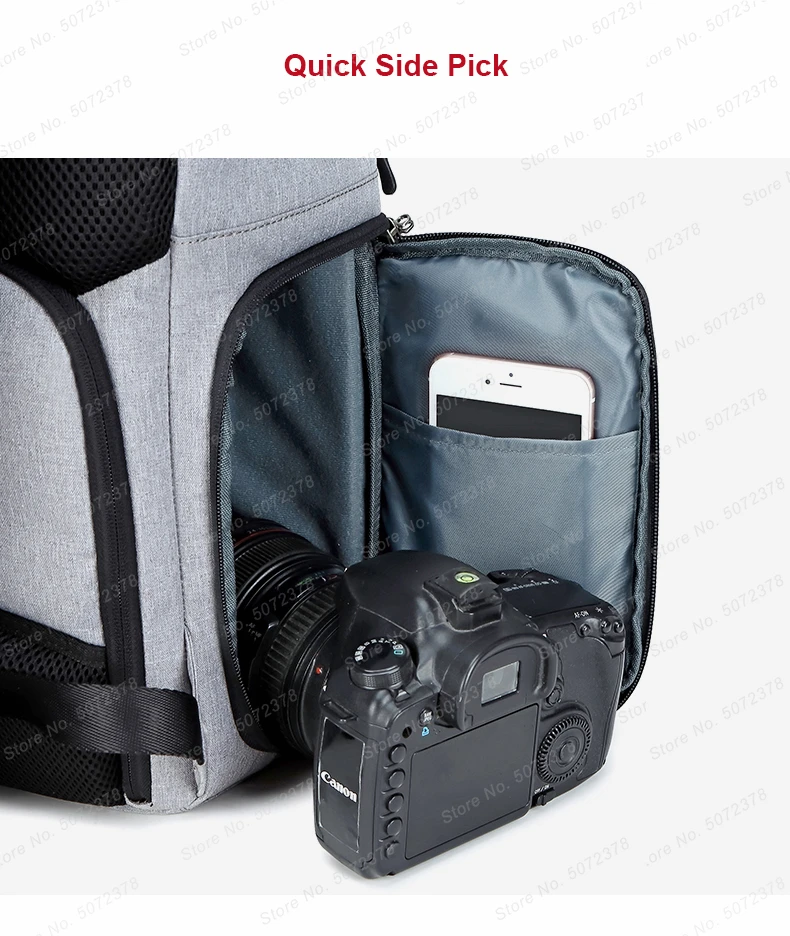 New Arrived DSLR Waterproof Camera Backpack Large Capacity Anti-theft Photography Bag for Canon Nikon Sony w/ Reflector Stripe