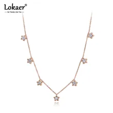 Lokaer модное богемное ожерелье из нержавеющей стали с фианитами и кристаллами, ожерелье с подвеской в виде звезды любви для женщин и девочек, шикарное ожерелье с подвеской N19204
