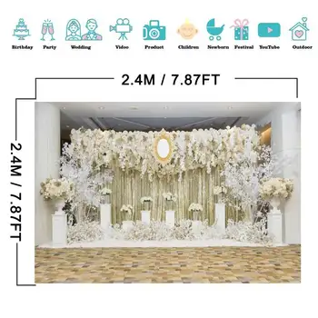 

8x8FT Flowers Wall Scene Backdrop Romantic Styles Photography Background Wedding Propose Birthday Party Studio Props Decor