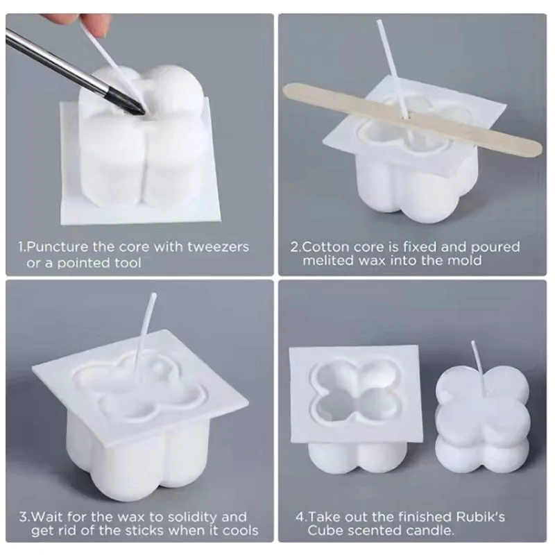6 Cavities Candles Mould Aromatherapy Plaster Candle Silicone Mold 3D Rubik's Cube Baking Mousse Cake Mold Square Dessert Tray