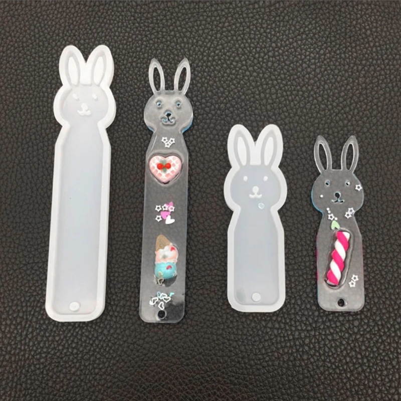 

Silicone Mold DIY Bookmark Cute Rabbit Mirror Crafts Jewelry Making Epoxy Resin Y4QB