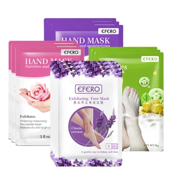 

4Pair Lavender Exfoliating Foot Masks Whitening Remove Dead Skin Feet Mask Nutritive Moisturizing Hand Masks Glove Spa Skin Care