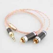 

HIFI 3.5mm to 2 RCA Audio Cable Jack 3.5MM Male to 2 Rca Male Stereo Cable Witn Carbon Fiber Plug for MP3 DVD Amplifier