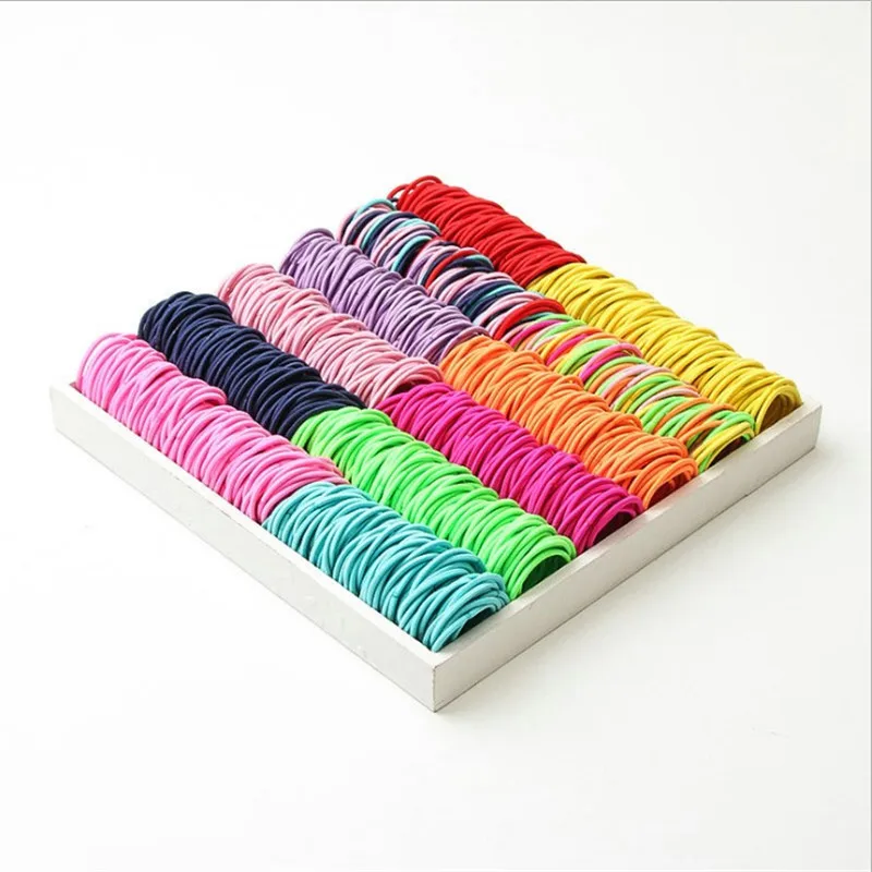 

100Pcs/Lot Korean Style Girls Hair Accessories DIY Elastic Hair Bands Candy Color Ropes MIni Scrunchy Rubber Band Cute Headdress
