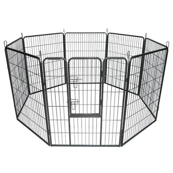 

US Warehouse 40" Dog Pet Playpen Heavy Duty Metal Exercise Fence Hammigrid 8 Panel Home Silver/Black