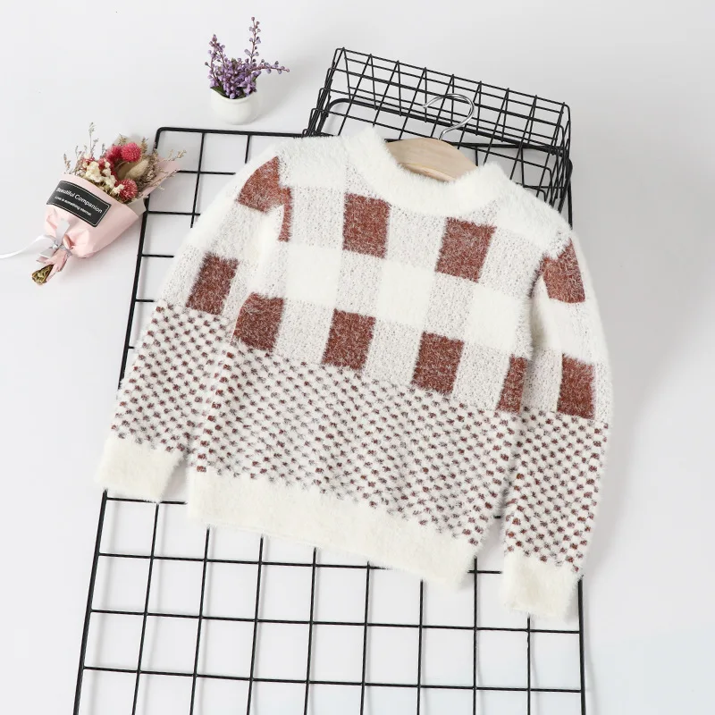 

Faux Mink Cashmere Boys' Sweater Autumn And Winter 2019 New Style Children Pullover Knitting Shirt Children Base Fashion Sweater