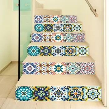 

6pcs 3D Flower Staircase Stair Riser Floor Sticker Self Adhesive DIY Stairway Waterproof PVC Wall Decal Home Decor