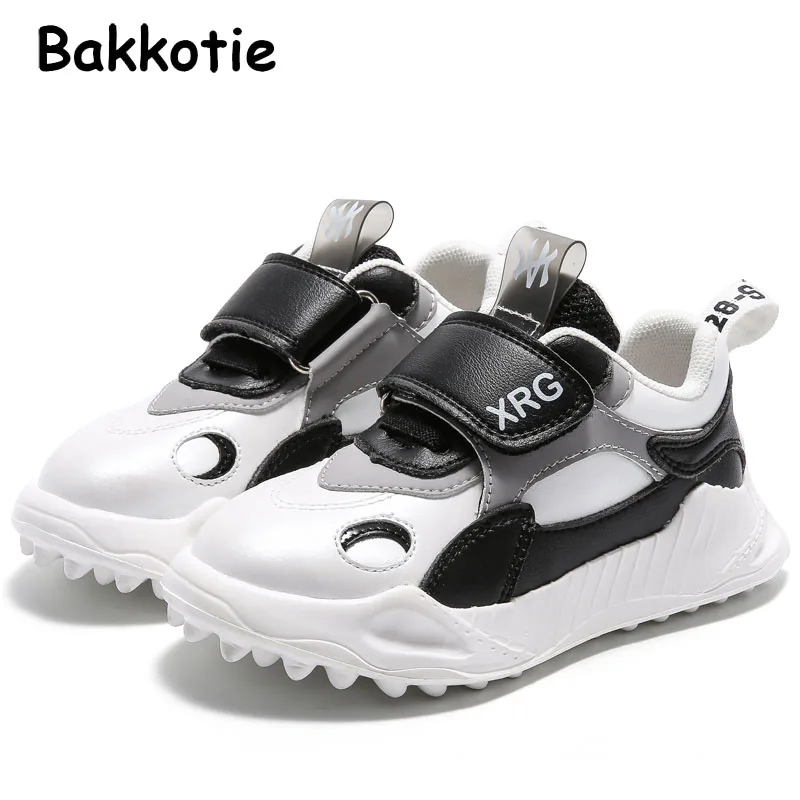 Bakkotie/Коллекция года; детские весенние Брендовые повседневные кроссовки для маленьких девочек; модная детская обувь из искусственной кожи черного цвета; спортивные кеды для мальчиков; одежда для малышей