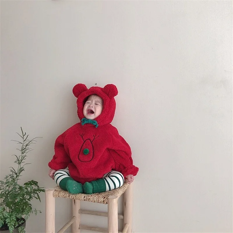 Зимняя одежда для маленьких мальчиков; детские комбинезоны; одежда для маленьких девочек; мягкая теплая Рождественская Одежда для младенцев; костюм с длинными рукавами для новорожденных