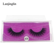 LANJINGLIN, 1 пара, накладные ресницы, норковые ресницы, натуральный макияж, 3D, толстые, ручной работы, для наращивания ресниц, 1 коробка, искусственные ресницы W36P