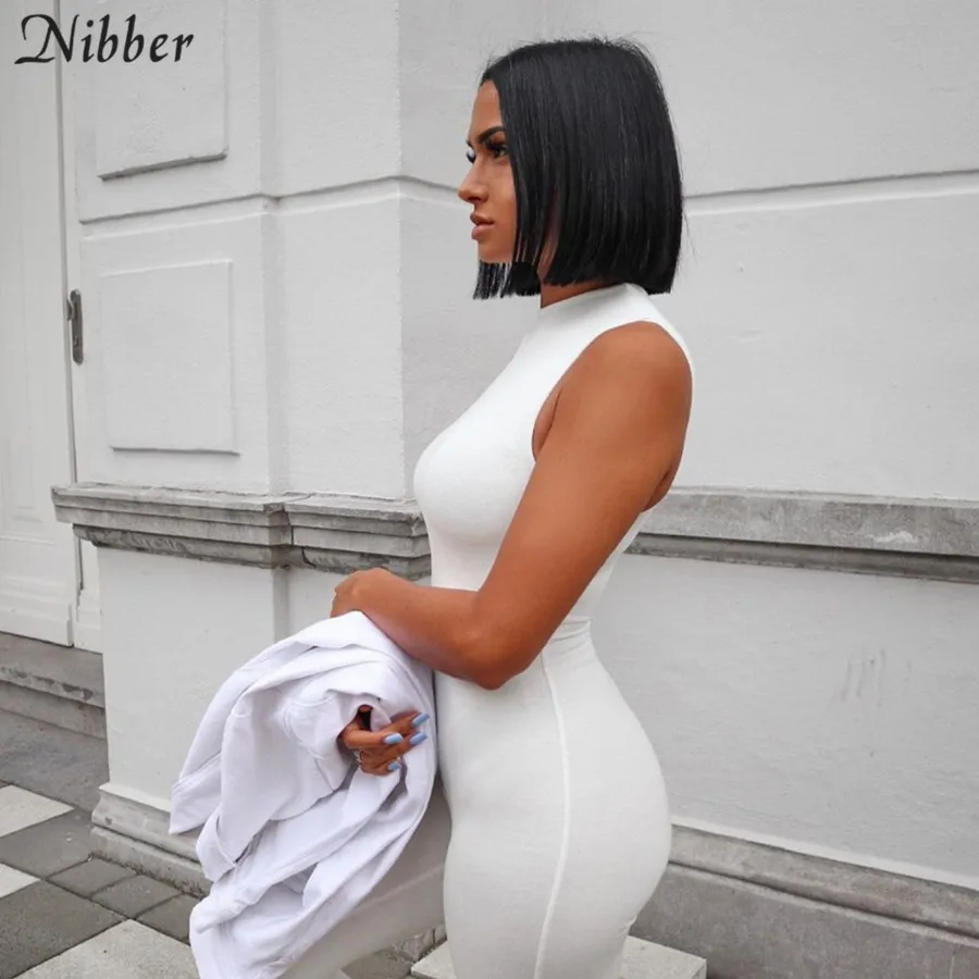 Nibber solid minimalist bodycon sleeveless biker shorts female fashion casual streetwear bodysuit Basic fitness romper woman