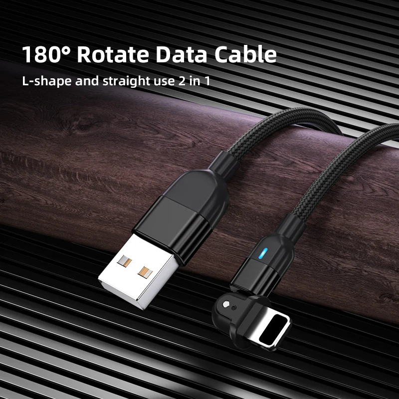 Кабель USB для iPhone 13 12 Pro Max 11 mini XR XS 8 7 6 Plus 5 180 SE с поворотом на 5s градусов быстрой