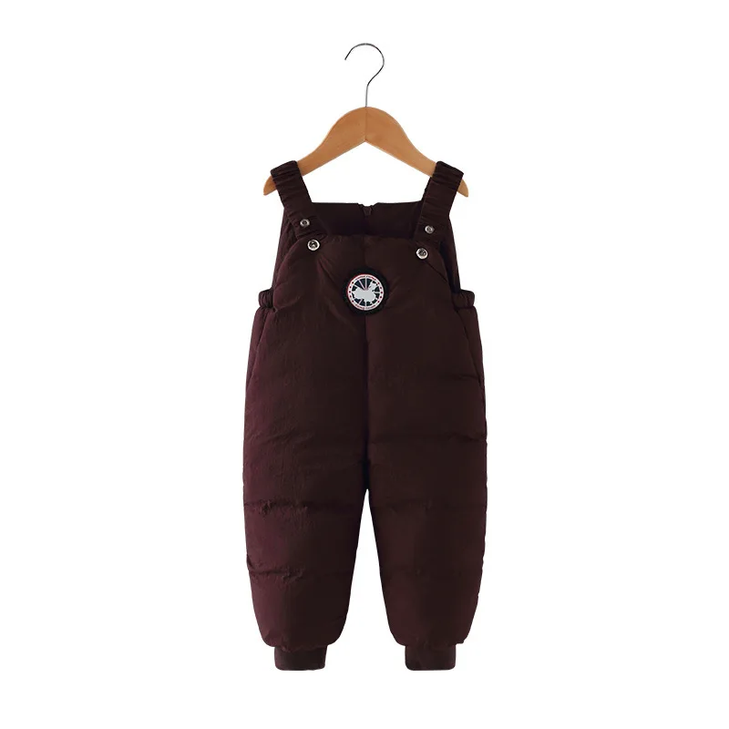 Коллекция года, детская одежда комбинезон для маленьких мальчиков и девочек осенне-зимние детские теплые пуховые хлопковые брюки повседневные штаны для малышей красные, черные