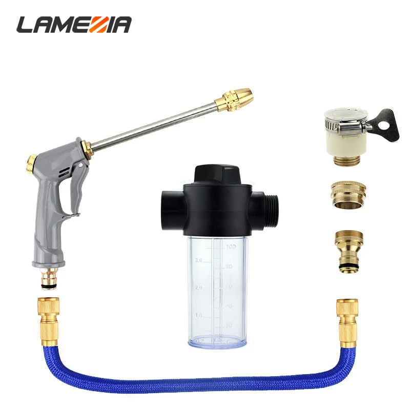 

Household High-pressure Metal Washing Spray Gun Retractable Water Pipe Hose Punching Set Garden Flower Watering Tool
