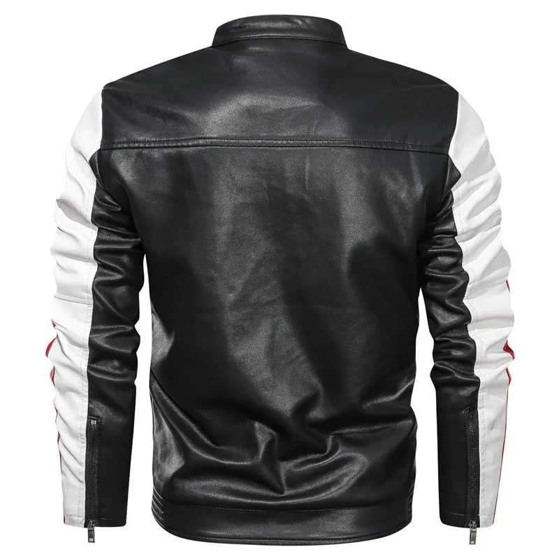 Новая кожаная куртка со стоячим воротником, мужская куртка в стиле локомотив в стиле панк, тонкая модная кожаная куртка в стиле Харадзюку